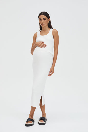 Maternity Ribbed Crop (White) 3