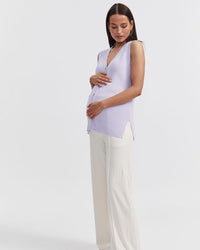 Maternity V Neck Rib Tank (Lavender) 7