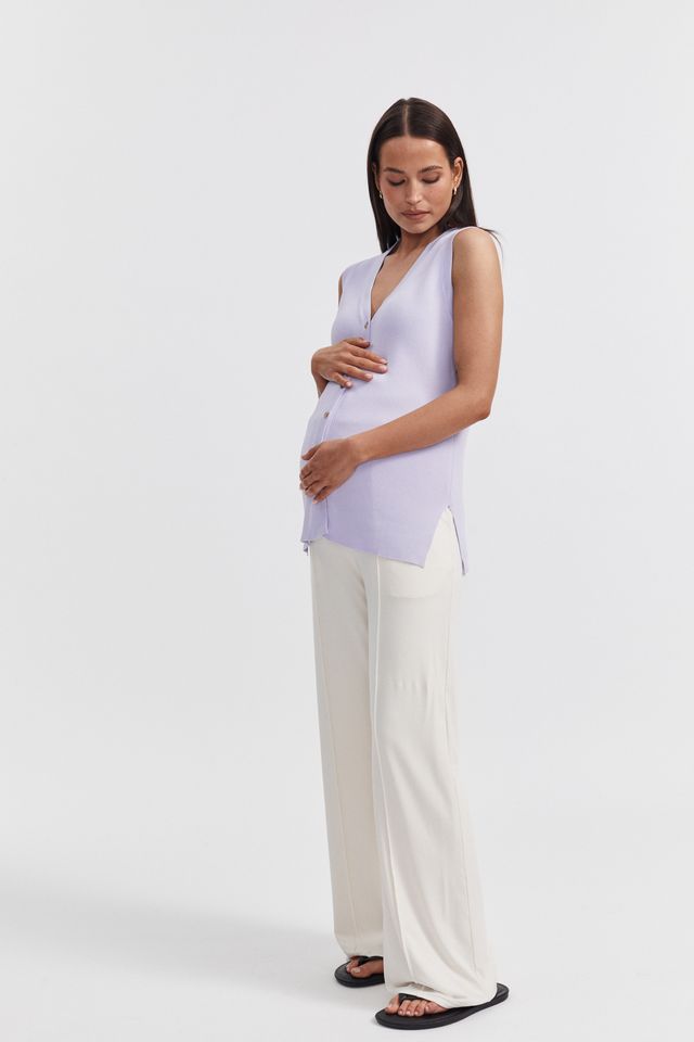 Maternity V Neck Rib Tank (Lavender) 7