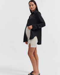 Maternity Satin Shirt (Black) 6