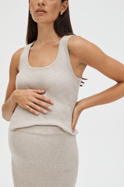 Maternity Ribbed Split Skirt (Taupe Marle) 5