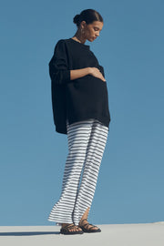 Crochet Knit Pant (White/Black Stripe)