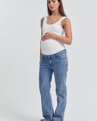 Maternity Cotton Rib Bodysuit (White) 6