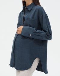 Maternity Linen Shirt (Navy) 2