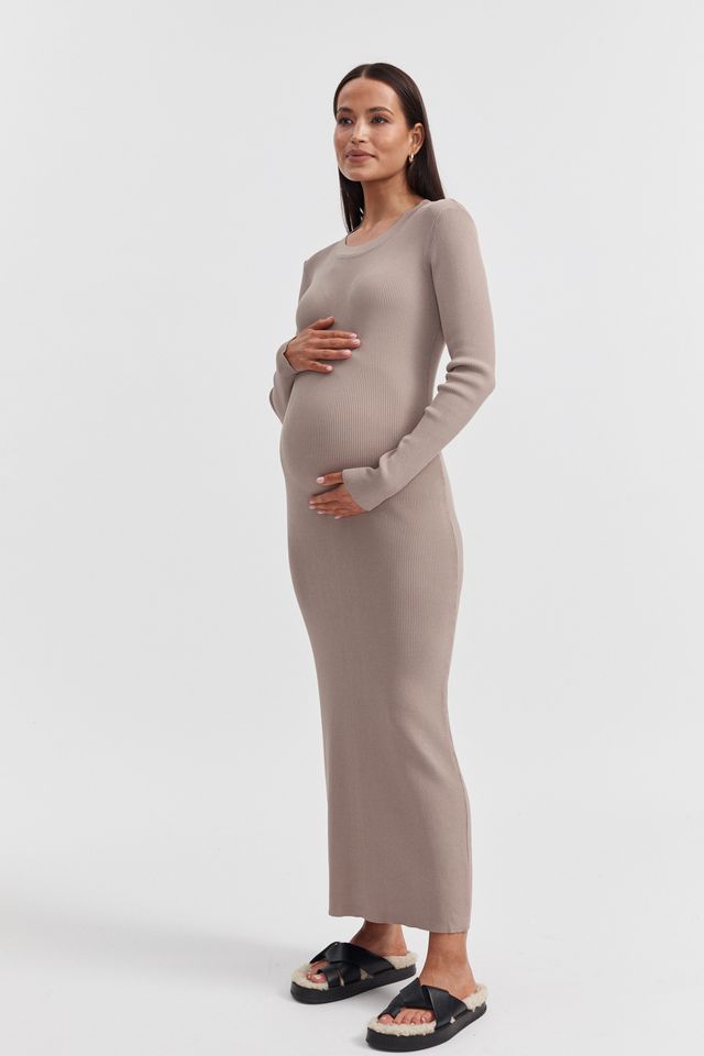 Stylish Maternity Event Dress (Mocha) 1