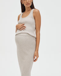 Maternity Ribbed Split Skirt (Taupe Marle) 3
