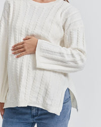 Maternity Cable Knit Jumper (White) 8