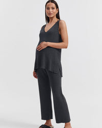 Stretchy Maternity Overbump Knit Pant (Charcoal) 2