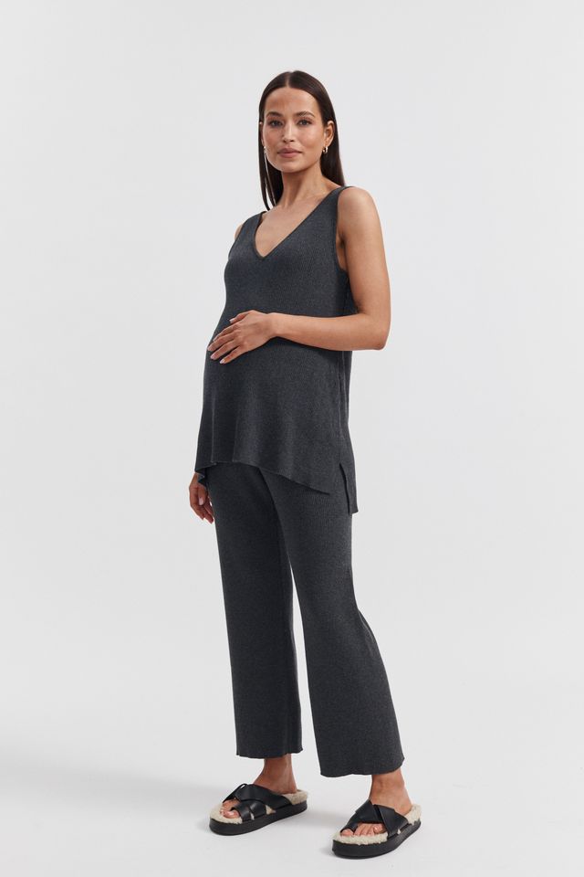 Stretchy Maternity Overbump Knit Pant (Charcoal) 2