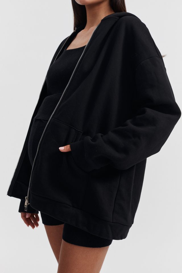 Stylish Maternity Hoodie (Black) 3