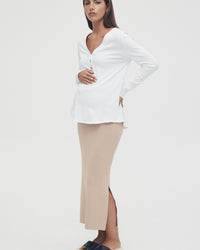 Soft Ribbed Maternity Tee (White) 1