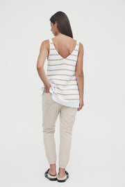 Maternity Denim Joggers (Sandstone) 7