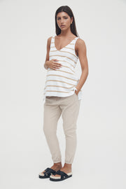 Maternity Denim Joggers (Sandstone) 3