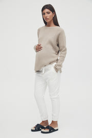 Maternity Denim Joggers (White) 2