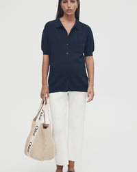 Luxury Maternity Knit Shirt (Navy) 3