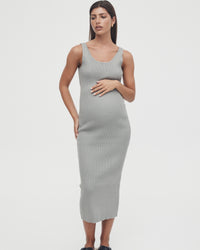 Stretchy Rib Knit Maternity Dress (Sage) 4