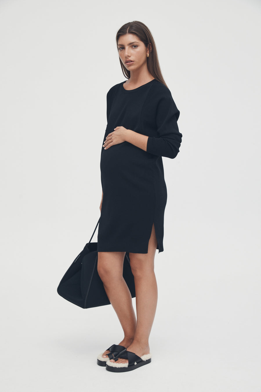 Maternity Mini Dress (Black) 5