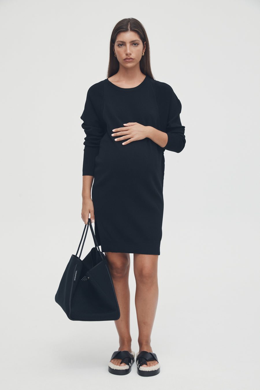 Maternity Mini Dress (Black) 2