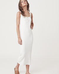 Crepe Knit Midi Dress (White)