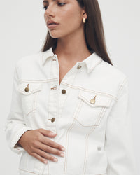 White Maternity Denim Jacket 2