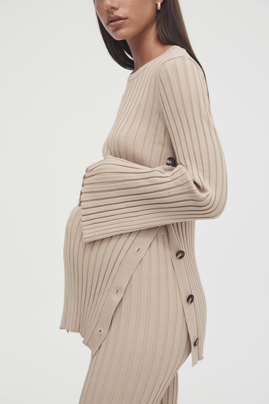 Luxury Maternity Top (Latte) 1