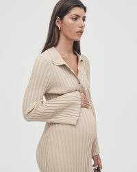 Luxury Maternity Dress (Latte) 3