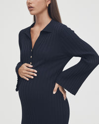 Luxury Maternity Dress (Navy) 1