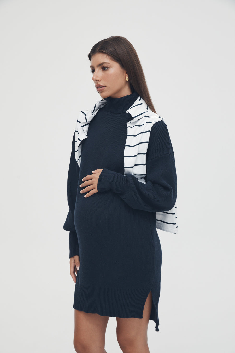 Maternity Knit Dress (Navy) 2