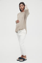 Maternity Denim Joggers (White) 4