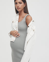 Stretchy Rib Knit Maternity Dress (Sage) 1