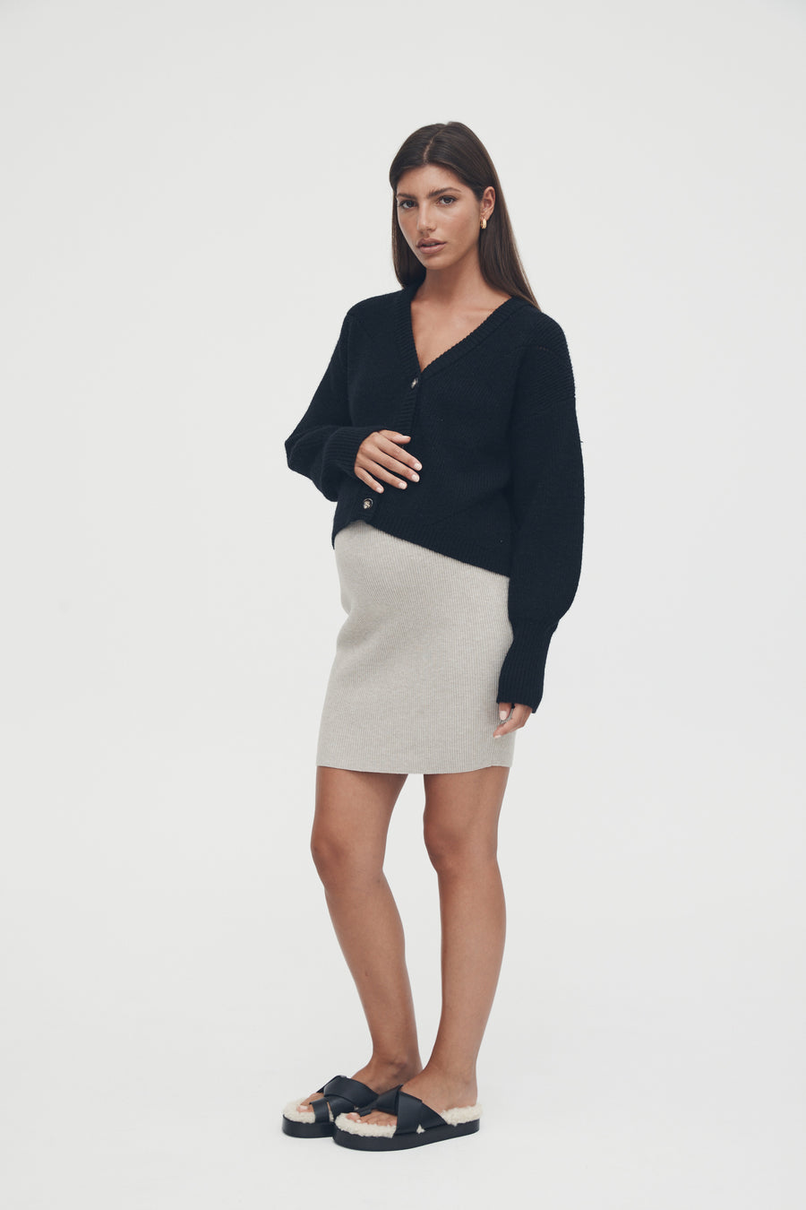 Stretchy Maternity Skirt (Taupe) 1