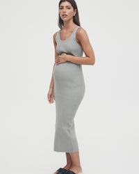 Stretchy Rib Knit Maternity Dress (Sage) 2