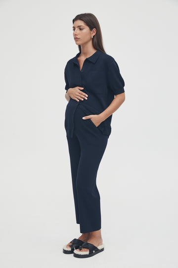 Luxury Maternity Knit Shirt (Navy) 1