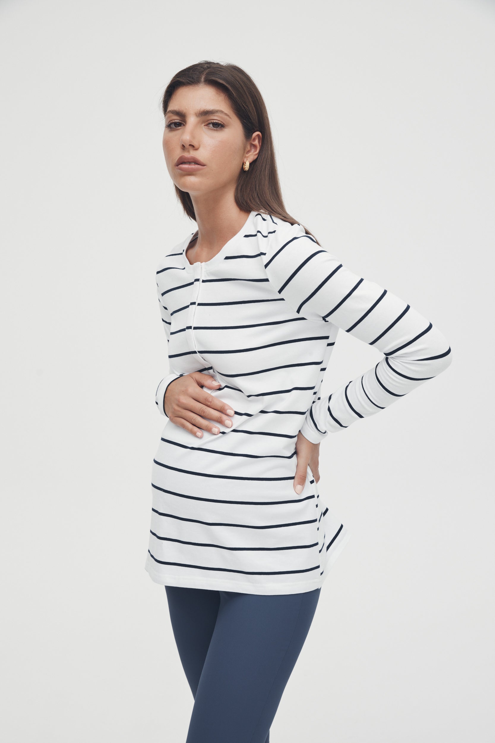 Stripe Maternity & Nursing Tee 1