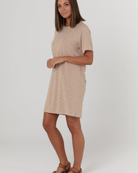 Toulouse Dress (Tan/White Stripe) - FINAL SALE
