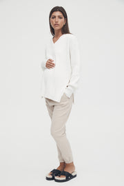 Maternity Denim Joggers (Sandstone) 1