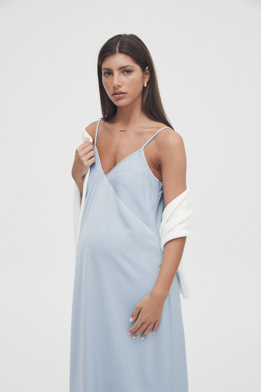 Pale Blue Maternity Slip Dress 5