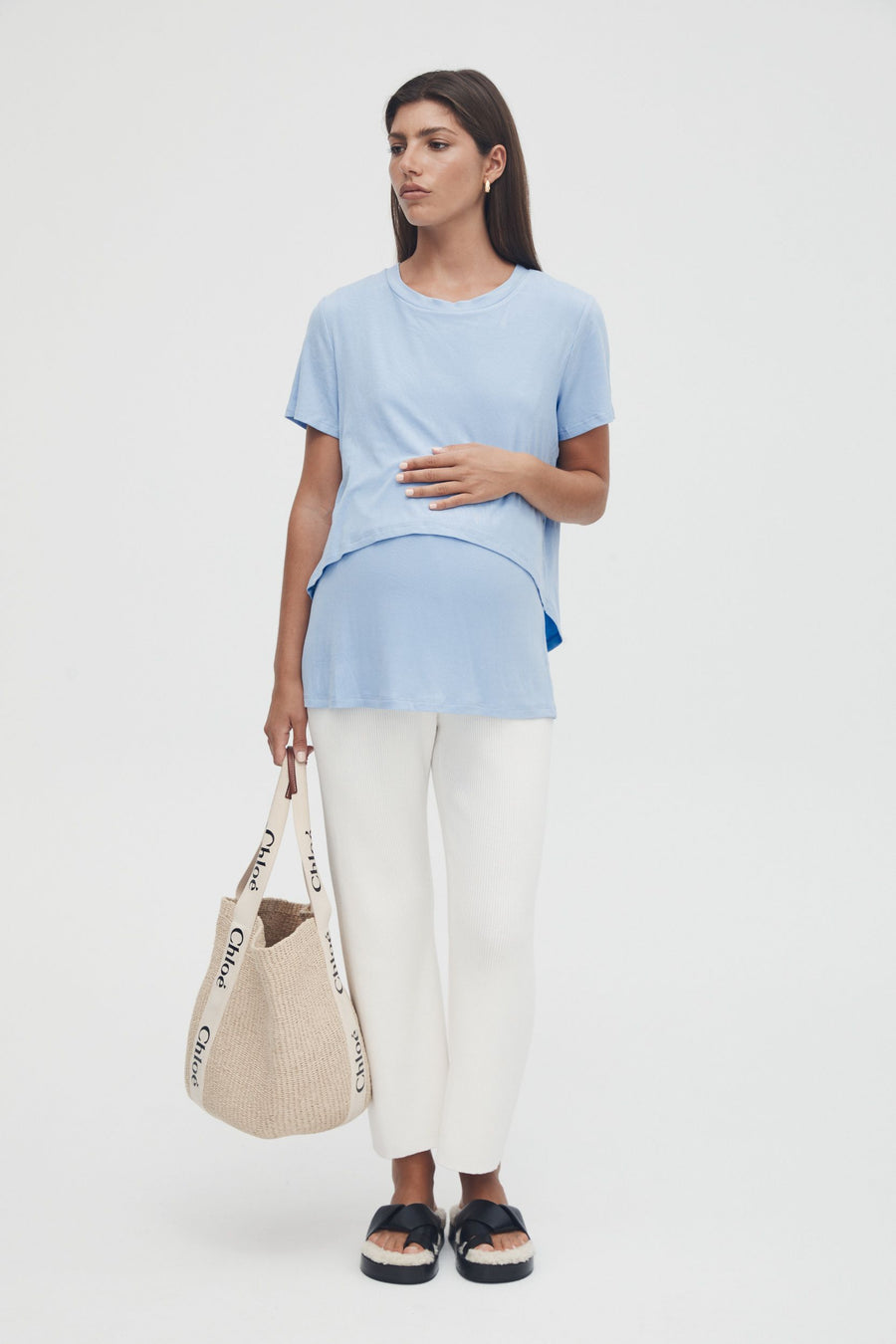 Stretchy Maternity Tee (Pale Blue) 5