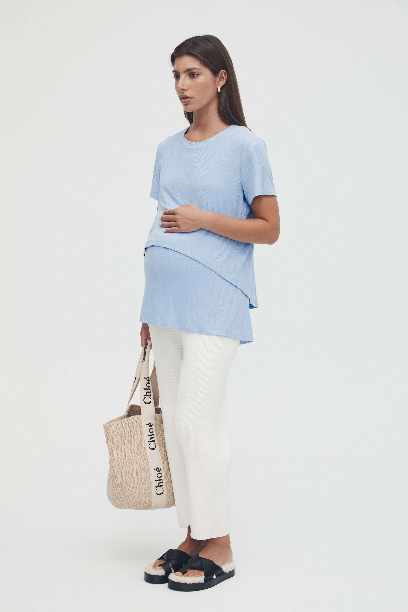 Stretchy Maternity Tee (Pale Blue) 1