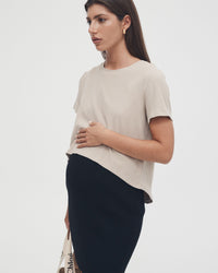 Stretchy Maternity Tee (Stone) 6