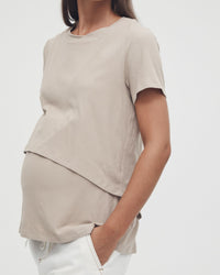 Stretchy Maternity Tee (Stone) 1