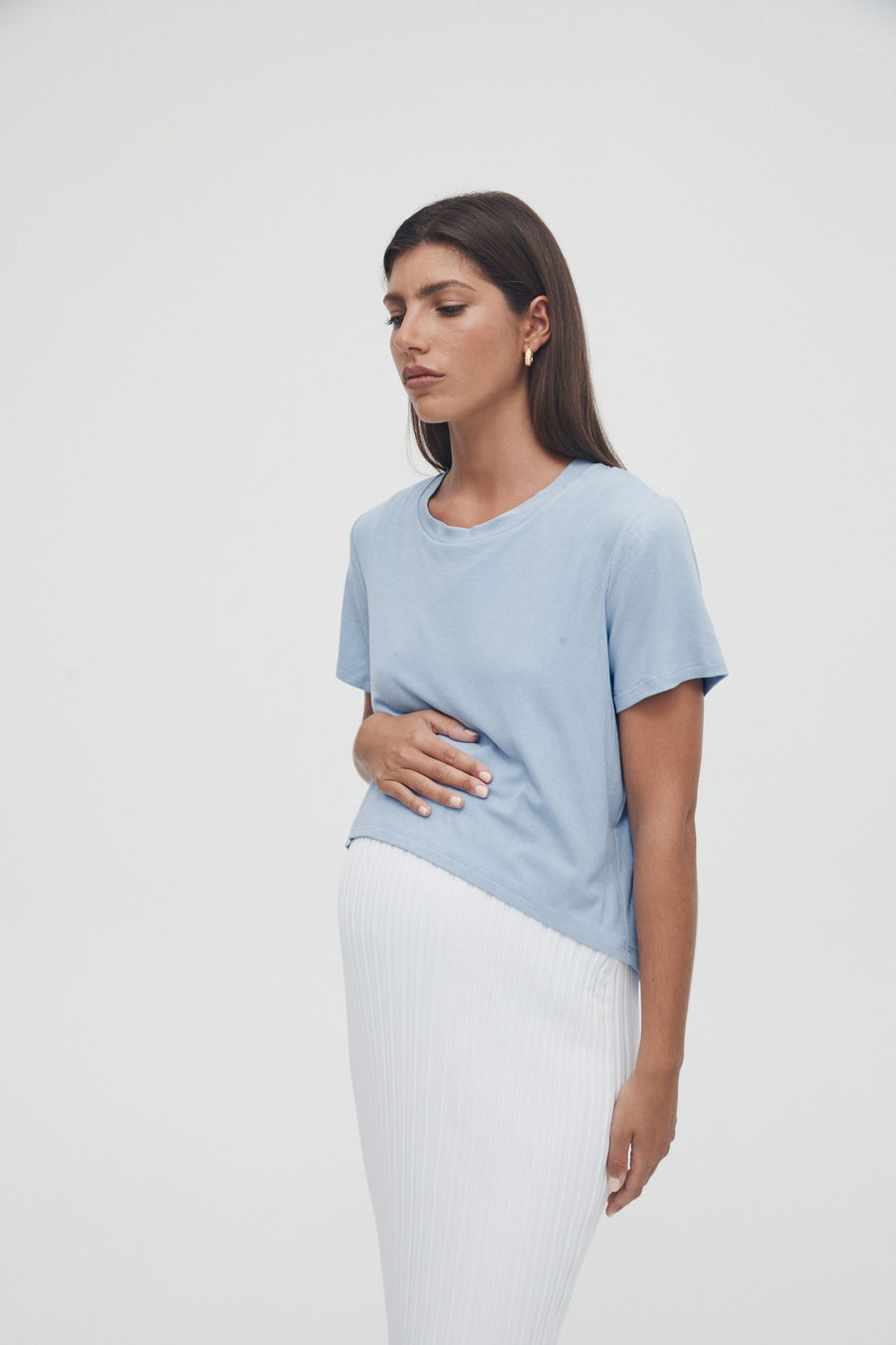Stretchy Maternity Tee (Pale Blue) 4