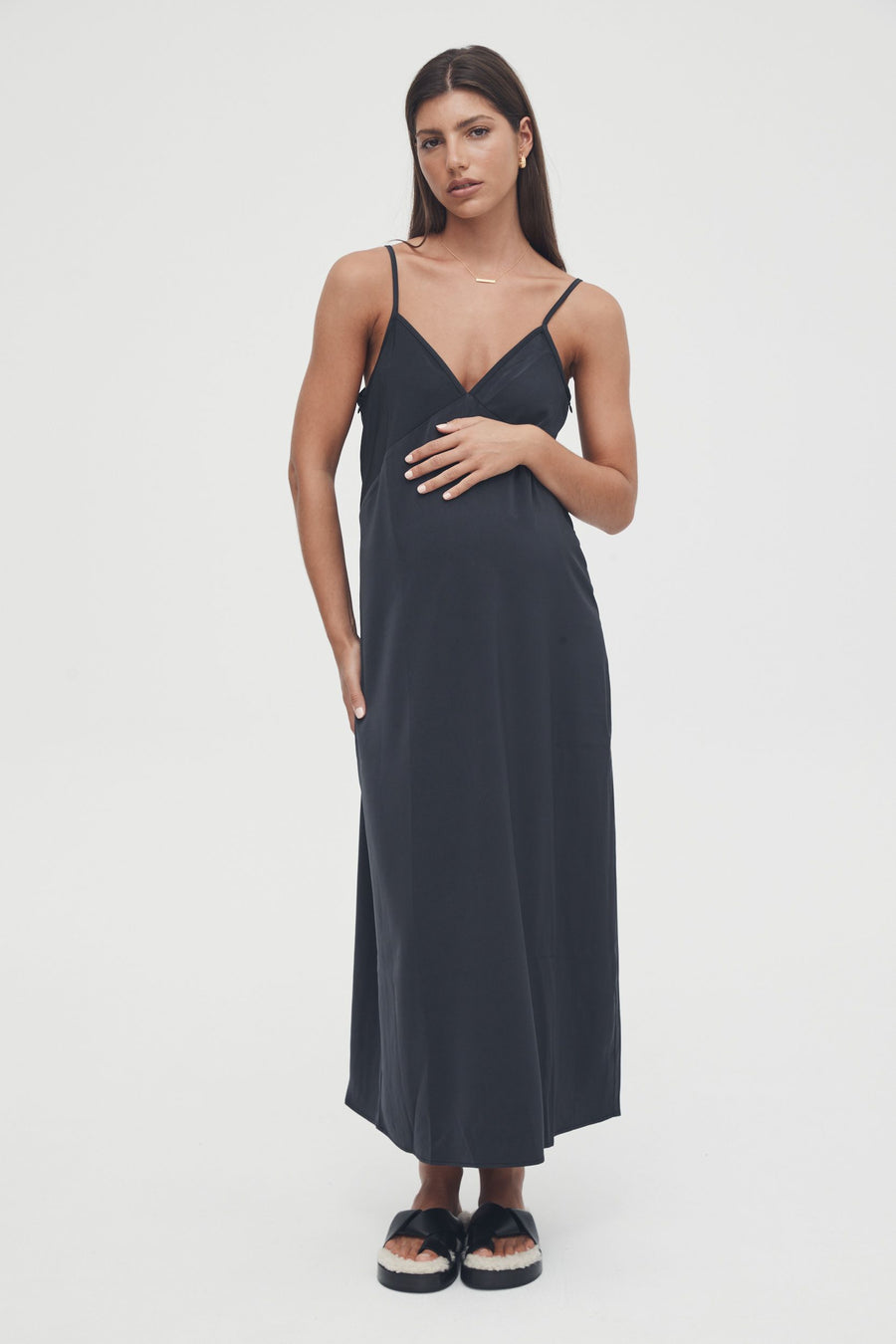Black Maternity Slip Dress 4