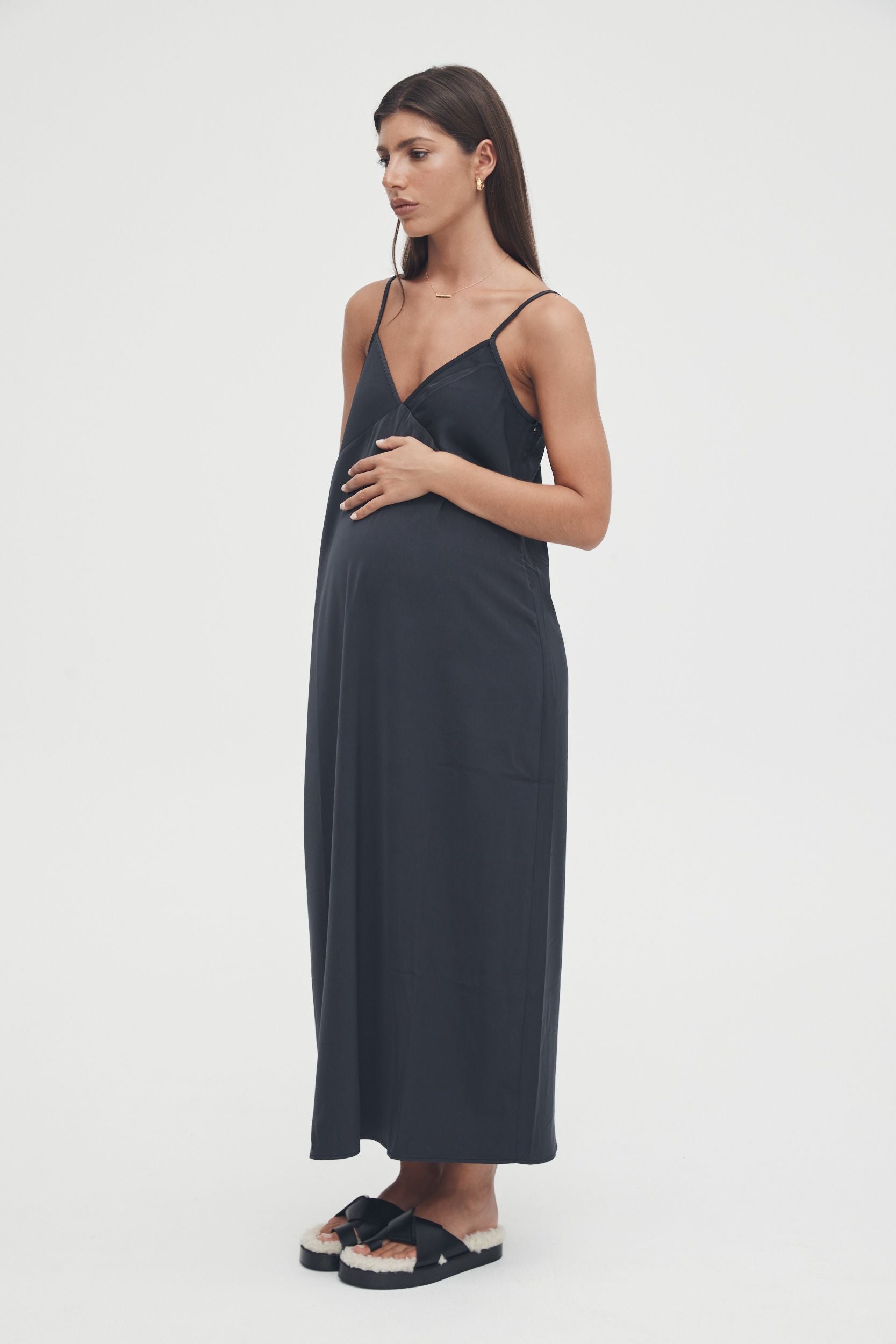 Black Maternity Slip Dress 1