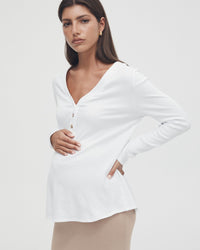 Soft Ribbed Maternity Tee (White) 4